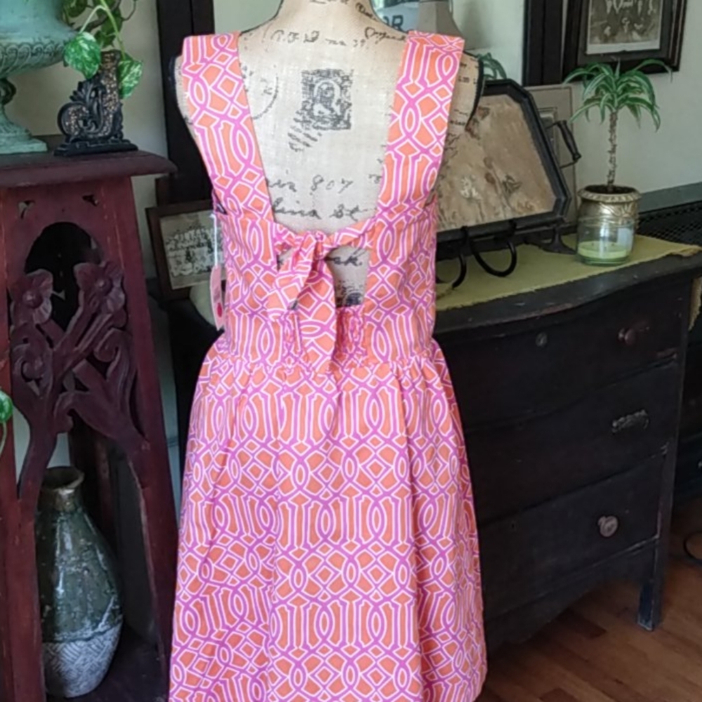 NWT MudPie Pink & Orange Open Back Charlotte Dress - Picture 5 of 10